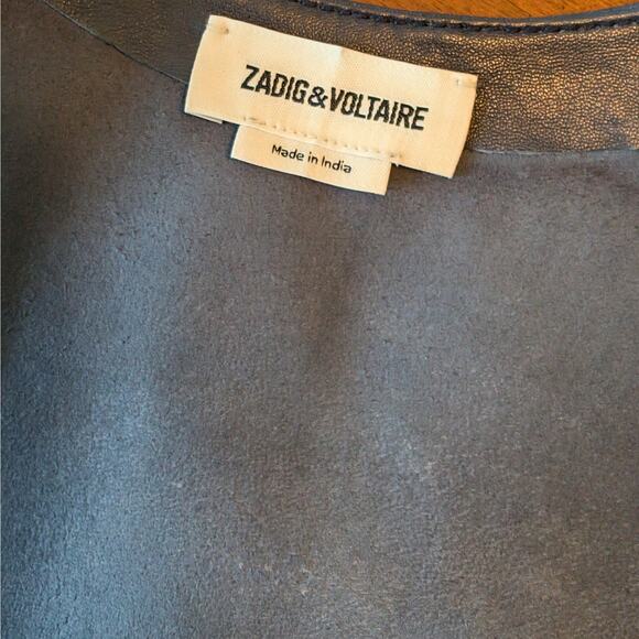 Zadig & Voltaire Room Cuir Lamb Leather Navy Blue Sleeveless Mini Dress Small - Picture 7 of 12
